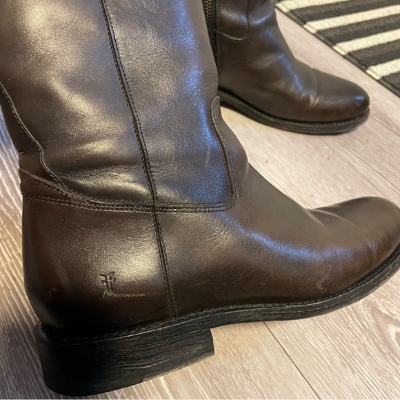 Frye Jaden Button Tall Riding Leather Boot Knee High Chocolate Brown Timeless - Picture 13 of 15